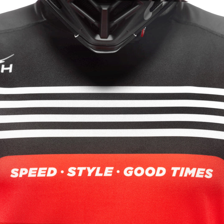 Fasthouse Elrod Hypersonic Jersey Red - Close-up of Chest Graphic