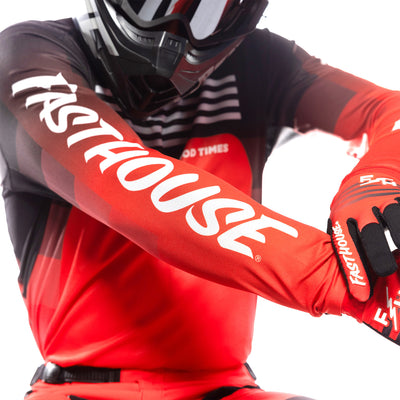 Fasthouse Elrod Hypersonic Jersey Red - Close-Up of Sleeve Graphic