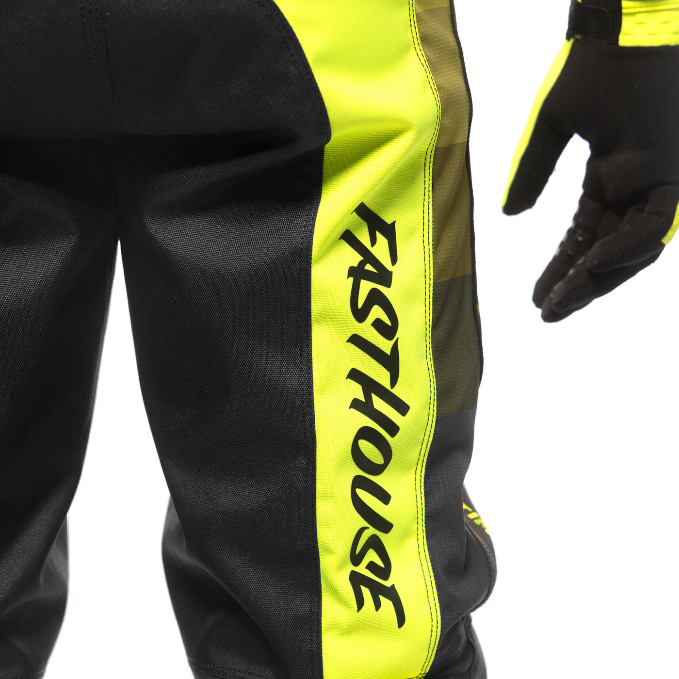 Fasthouse Elrod Hypersonic Pant Hi-Viz - Close-Up of Rear Right Thigh Graphic