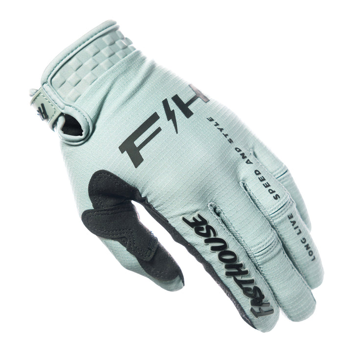 Fasthouse Elrod Nitro Gloves Oceanic Mint - Back of Left Hand
