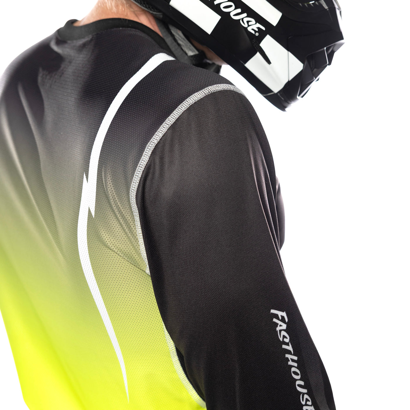 Fasthouse Elrod Nitro Jersey Black Neon - Close-Up of Rear Right Shoulder Graphic