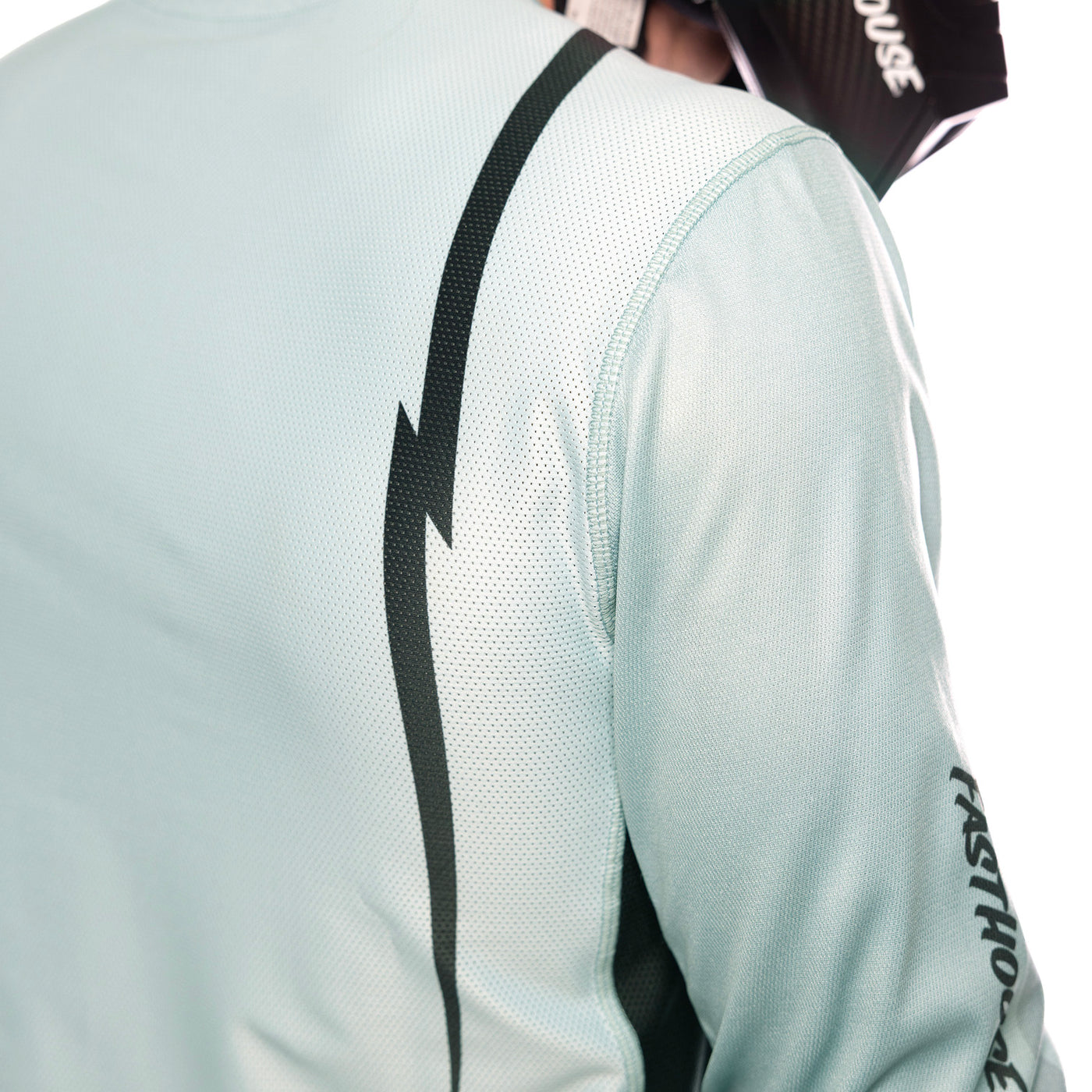Fasthouse Elrod Nitro Jersey Oceanic Mint - Close-Up of Rear Right Shoulder Graphic
