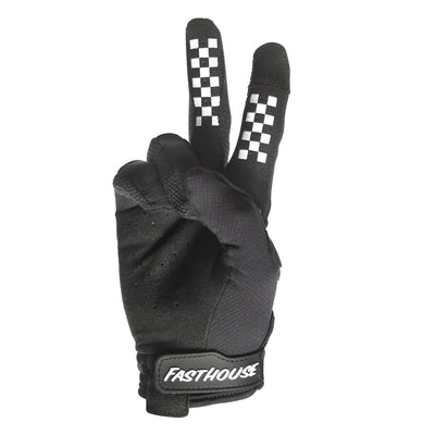 Fasthouse Elrod OG Gloves Black - Palm View of Peace Sign