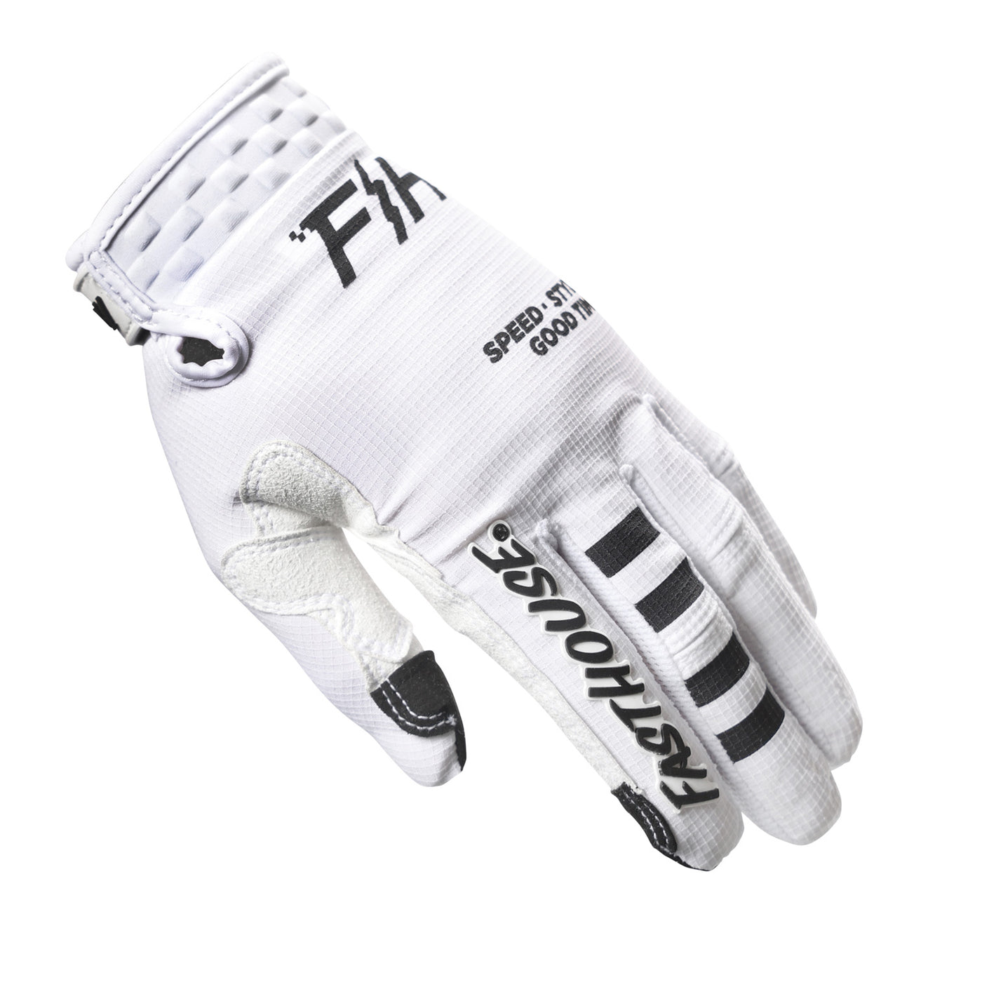 Fasthouse Elrod OG Gloves White - Back of Left Hand View