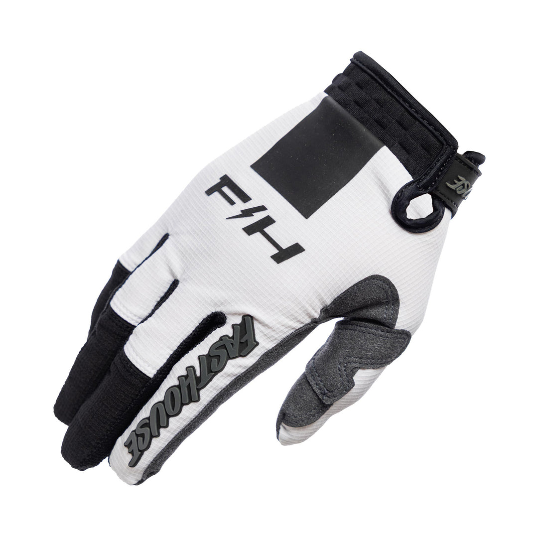 Fasthouse Elrod Storm Gloves White/Black - Back of Right Hand View