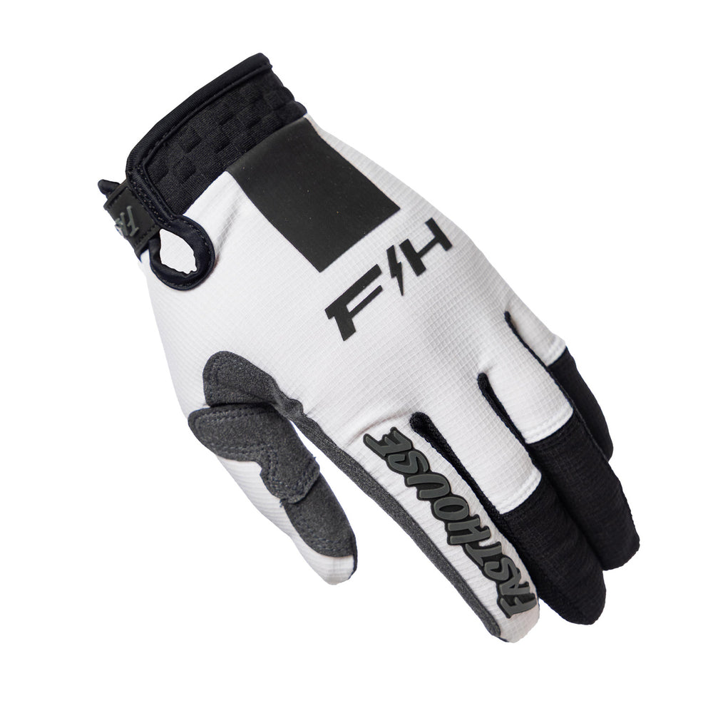 Fasthouse Elrod Storm Gloves White/Black - Back of Left Hand View