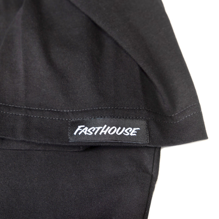 Fasthouse Elevate SS Tee Black - Close-Up of Logo Tag Sewn into Sleeve