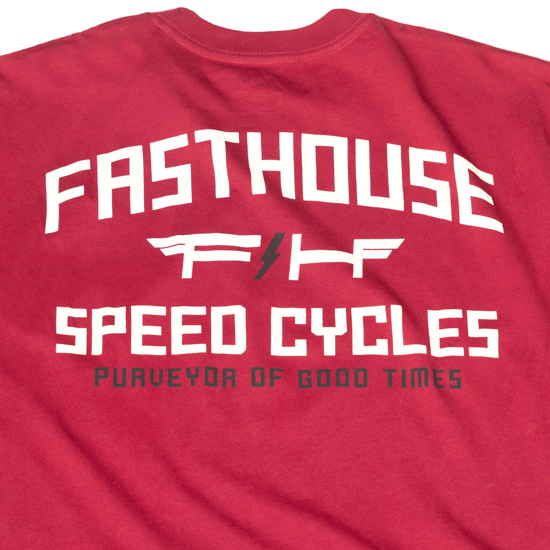 Fasthouse Elevate SS Tee Cardinal - Close-Up of Graphics on Back