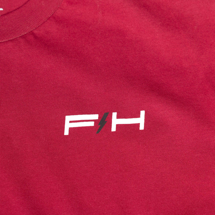 Fasthouse Elevate SS Tee Cardinal - Close-Up of Graphics on Front