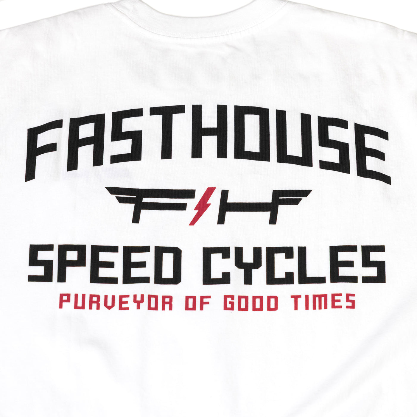 Fasthouse Elevate SS Tee White - Close-Up of Graphics on Back