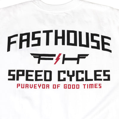 Fasthouse Elevate SS Tee White - Close-Up of Graphics on Back