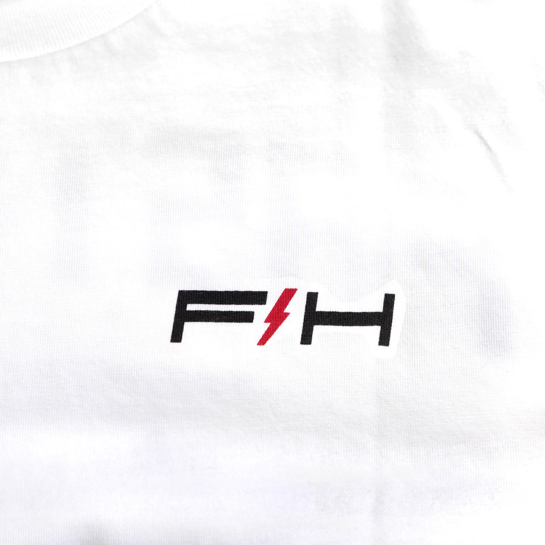 Fasthouse Elevate SS Tee White - Close-Up of Graphics on Front