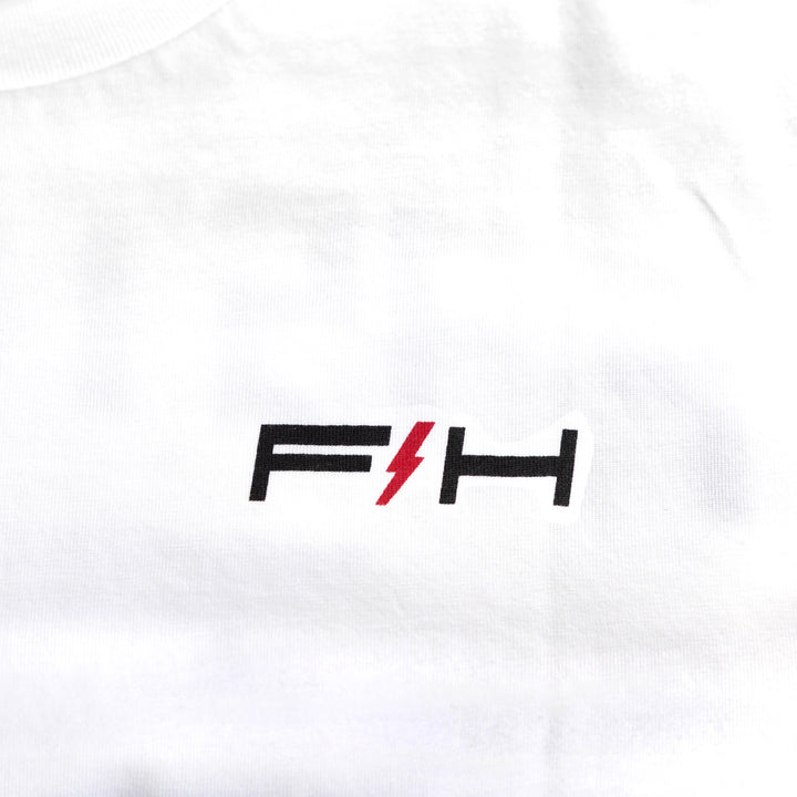 Fasthouse Elevate SS Tee White - Close-Up of Graphics on Front
