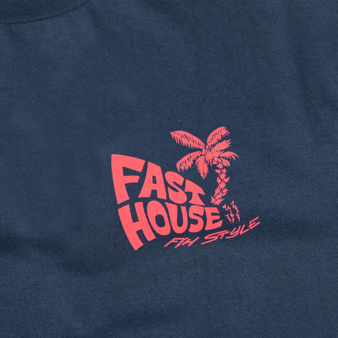 Fasthouse Explorer SS Tee Navy - Close-Up of Graphic on Front
