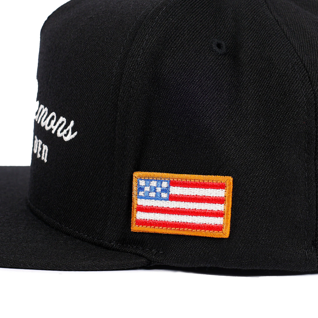 Fasthouse Fallen Hat Black - Close-Up of Side Stitched American Flag