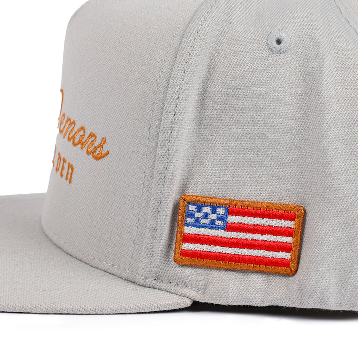Fasthouse Fallen Hat Light Gray - Close-Up of Side Stitched American Flag