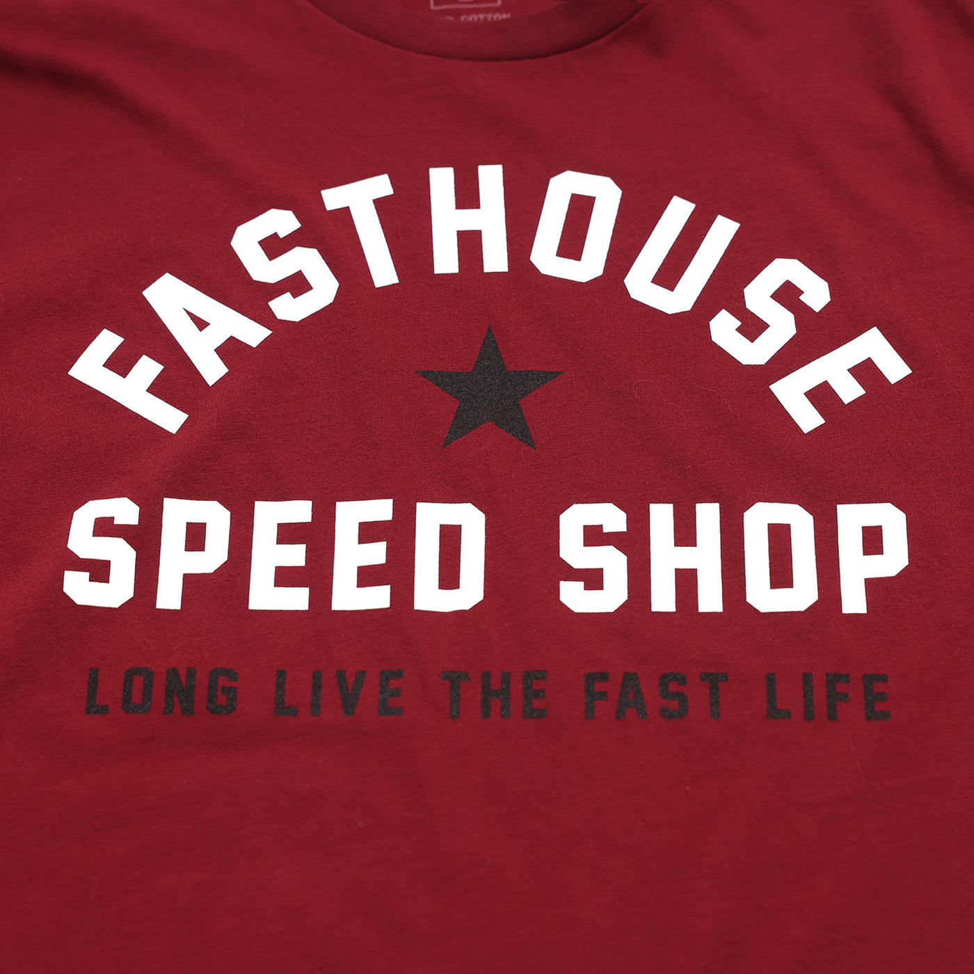 Fasthouse Fast Life Tee Cardinal - Close-Up of Graphic on Front