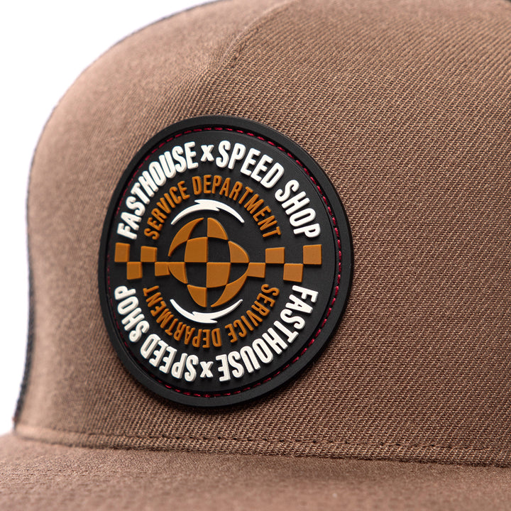 Fasthouse Finch Hat Teak - Close-Up of Front Rubber Patch