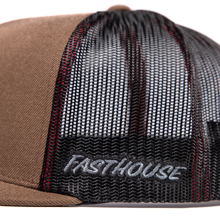Fasthouse Finch Hat Teak - Close-Up of Side Stitched Graphic