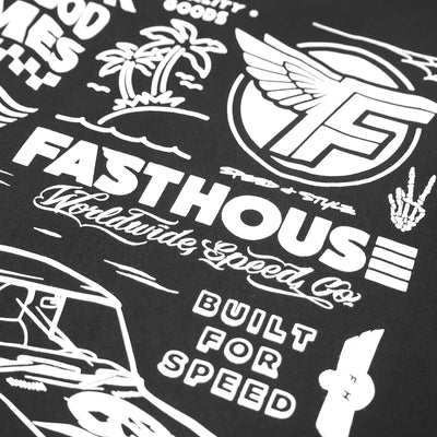 Fasthouse Flash SS Tee Black - Close-Up of Logo Detail in Back Graphic