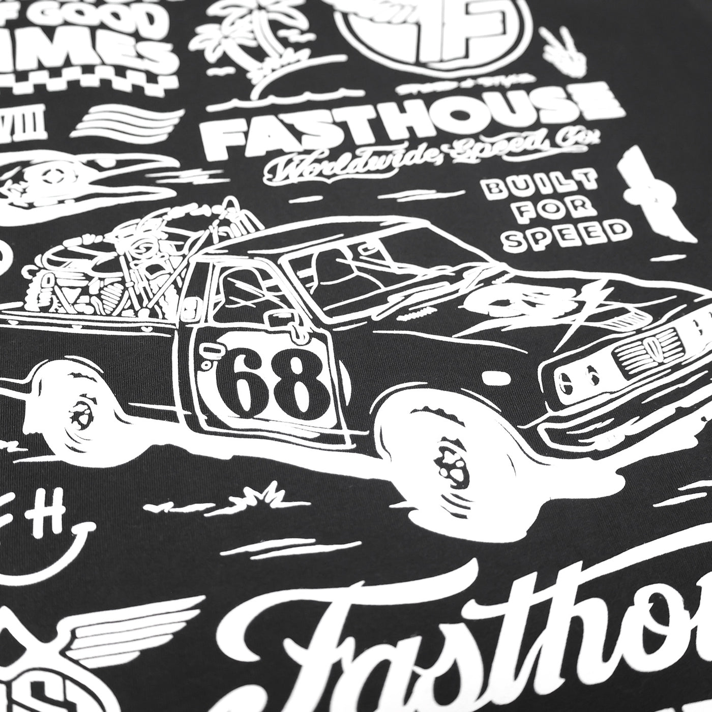 Fasthouse Flash SS Tee Black - Close-Up of Truck Detail in Back Graphic