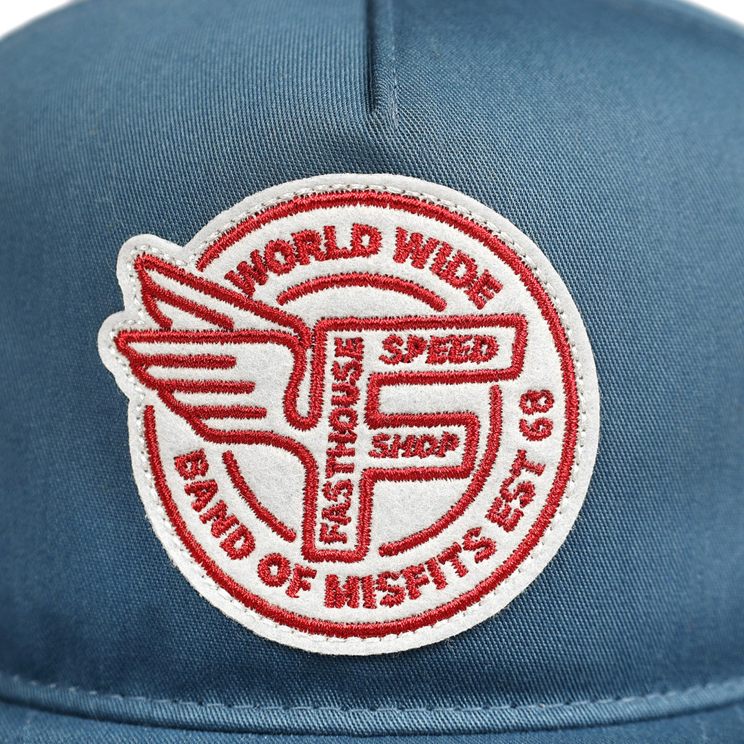 Fasthouse Flight Hat Slate - Close-Up of Front Graphic