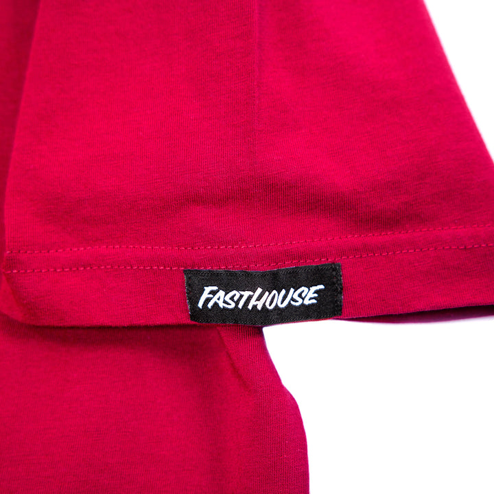 Fasthouse Fray SS Tee Cardinal - Close-Up of Logo Tag on Sleeve