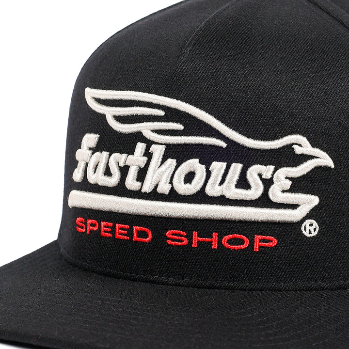 Fasthouse Gilmore Hat - Close-Up of Front Stitched Graphic
