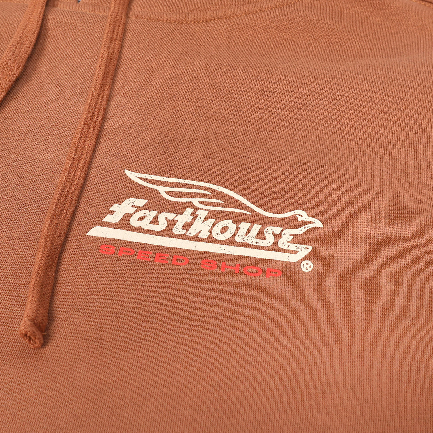 Fasthouse Gilmore Hooded Pullover Chestnut - Close-Up of Graphic on Front