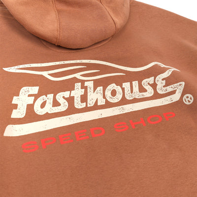 Fasthouse Gilmore Hooded Pullover Chestnut - Close-Up of Graphic on Back