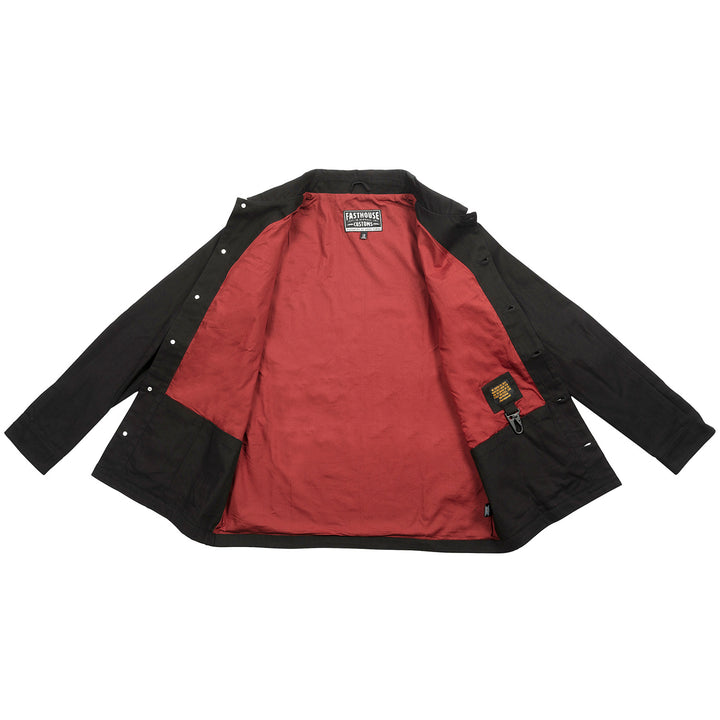Fasthouse Grafter Chore Coat Black - Front View of Open Coat