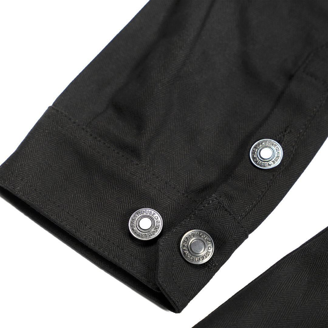 Fasthouse Grafter Chore Coat Black - Close-Up of Buttons on Sleeve Wrist