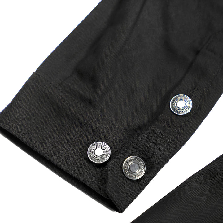 Fasthouse Grafter Chore Coat Black - Close-Up of Buttons on Sleeve Wrist