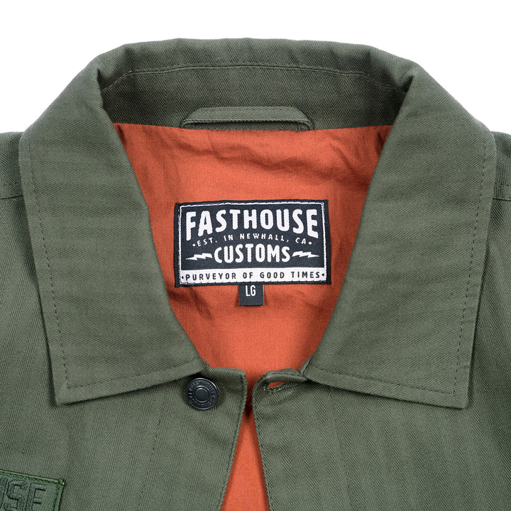 Fasthouse Grafter Chore Coat Thyme - Close-Up of Collar Interior Label