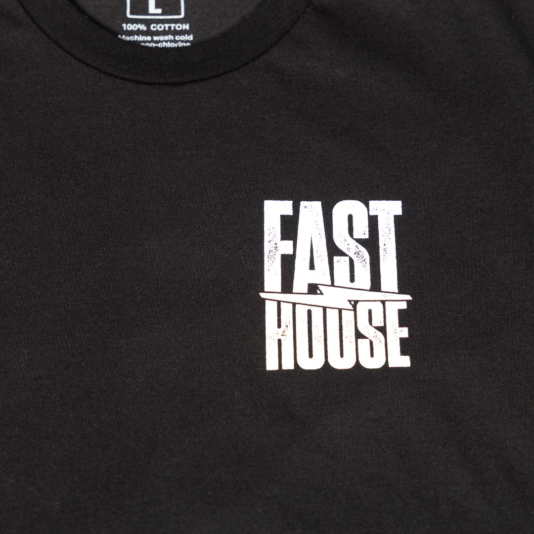 Fasthouse Grid SS Tee Black - Close-Up of Graphic on Front