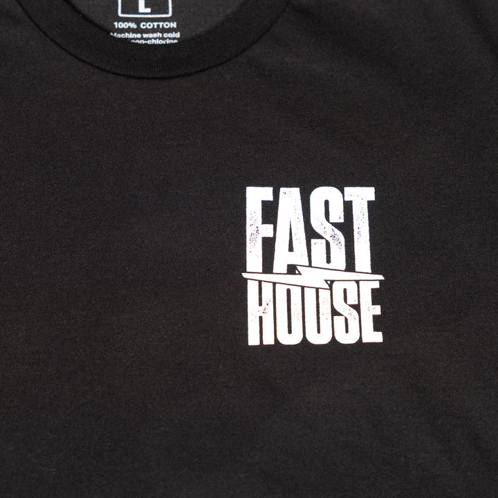 Fasthouse Grid SS Tee Black - Close-Up of Graphic on Front