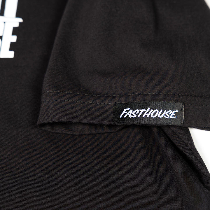 Fasthouse Grid SS Tee Black - Close-Up of Logo Tag on Sleeve