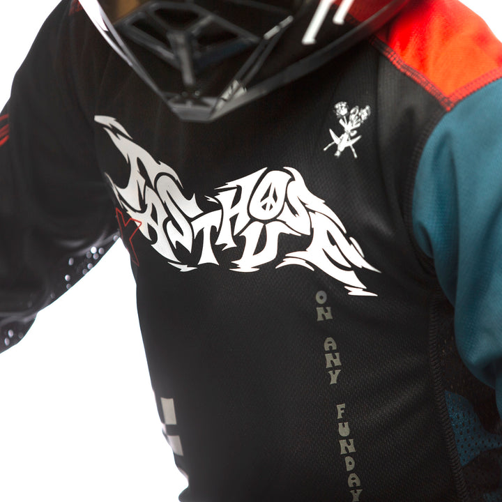 Fasthouse Grindhouse Bereman Jersey Black/Infrared - Close-Up of Chest Graphics