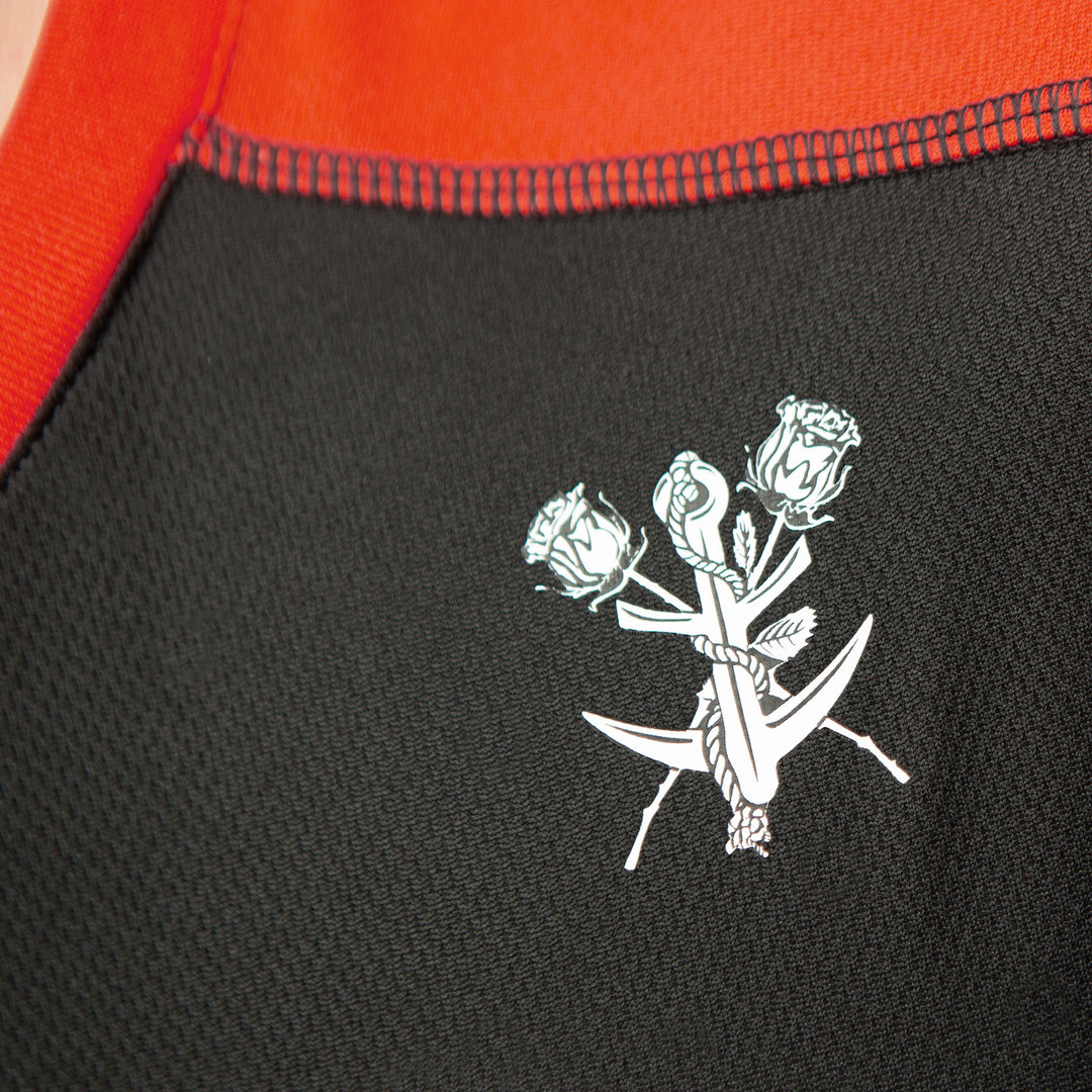 Fasthouse Grindhouse Bereman Jersey Black/Infrared - Close-Up of Chest Shoulder Graphic