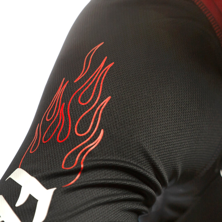 Fasthouse Grindhouse Bereman Jersey Black/Infrared - Close-Up of Shoulder Sleeve Graphic