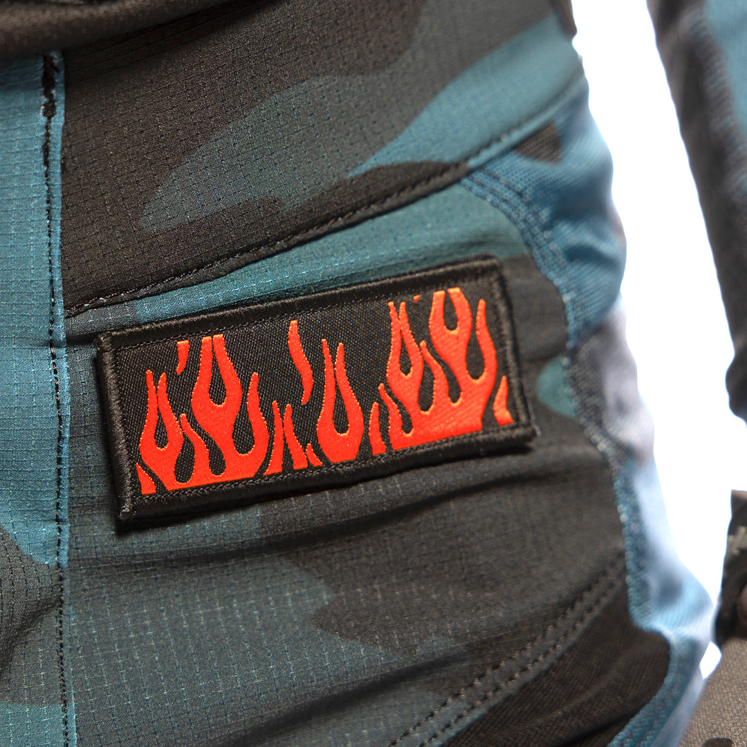 Fasthouse Grindhouse Bereman Pant Blue Camo - Close-Up of Left Side Graphic