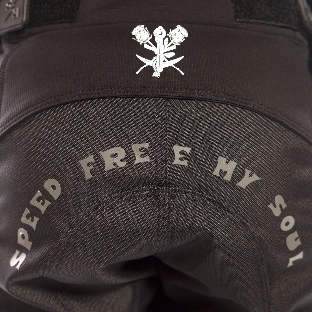 Fasthouse Grindhouse Bereman Pant Blue Camo - Close-Up of Rear Waist Graphics and Details