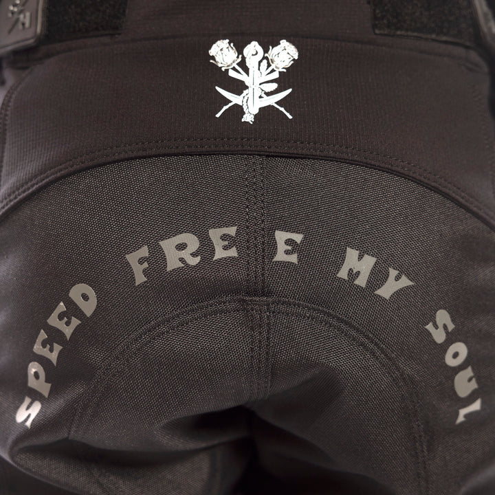 Fasthouse Grindhouse Bereman Pant Blue Camo - Close-Up of Rear Waist Graphics and Details