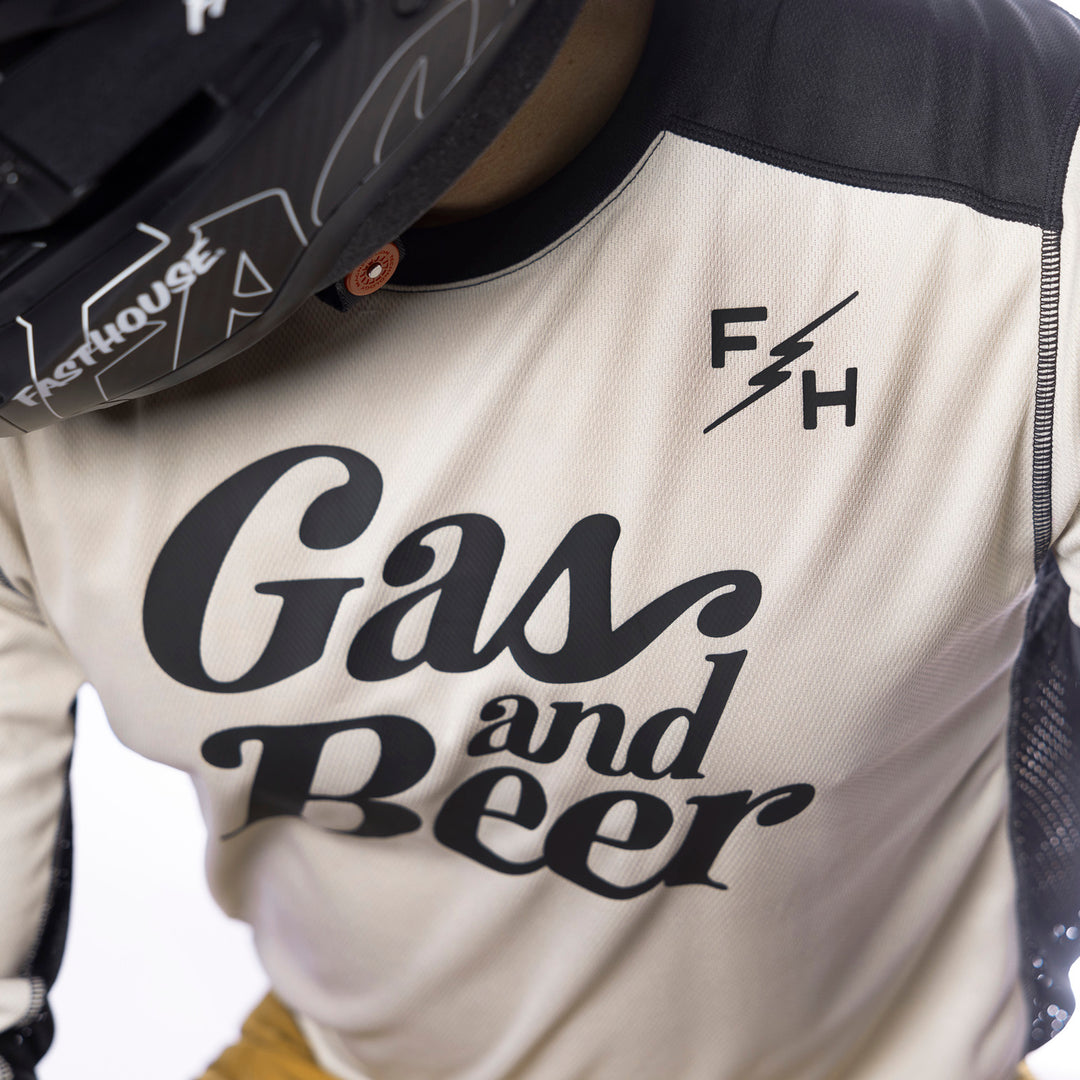 Fasthouse Grindhouse Draft Jersey Cream - Close-Up of Chest Graphics