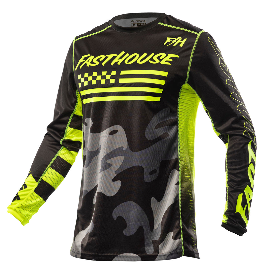 Fasthouse Grindhouse Riot Jersey Black/Hi-Viz - Front View