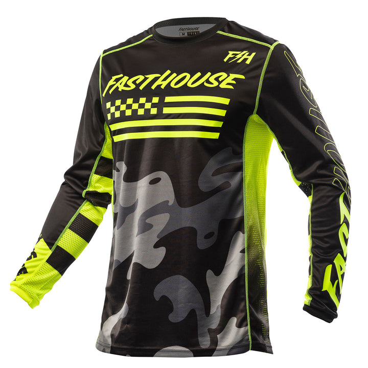 Fasthouse Grindhouse Riot Jersey Black/Hi-Viz - Front View
