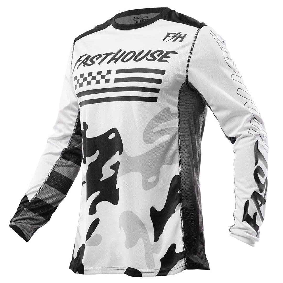 Fasthouse Grindhouse Riot Jersey White/Black - Front View