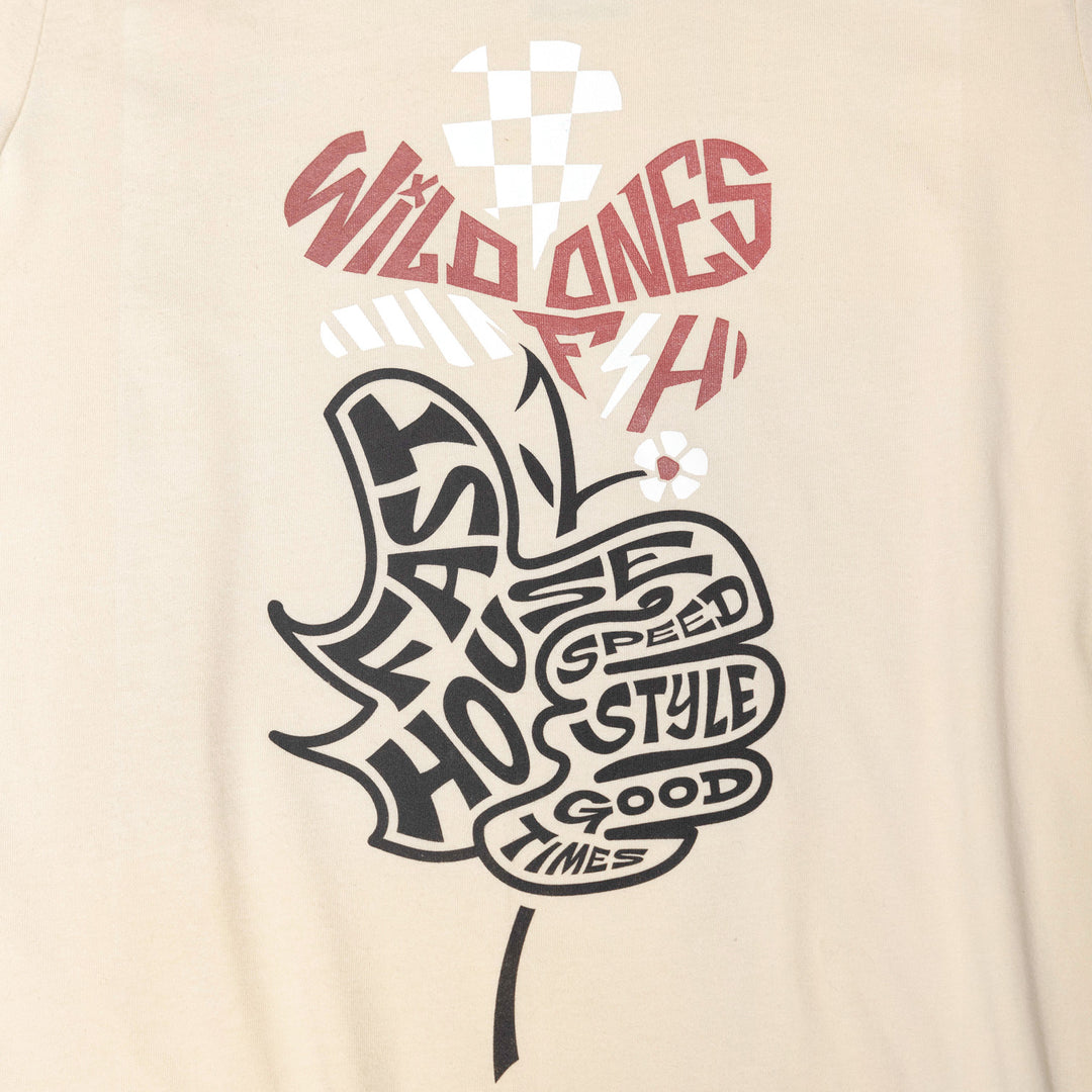 Fasthouse Girl's Garden Party SS Tee Cream - Close-Up of Graphic on Front