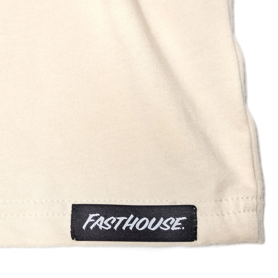 Fasthouse Girl's Garden Party SS Tee Cream - Close-Up of Brand Tag on Hem