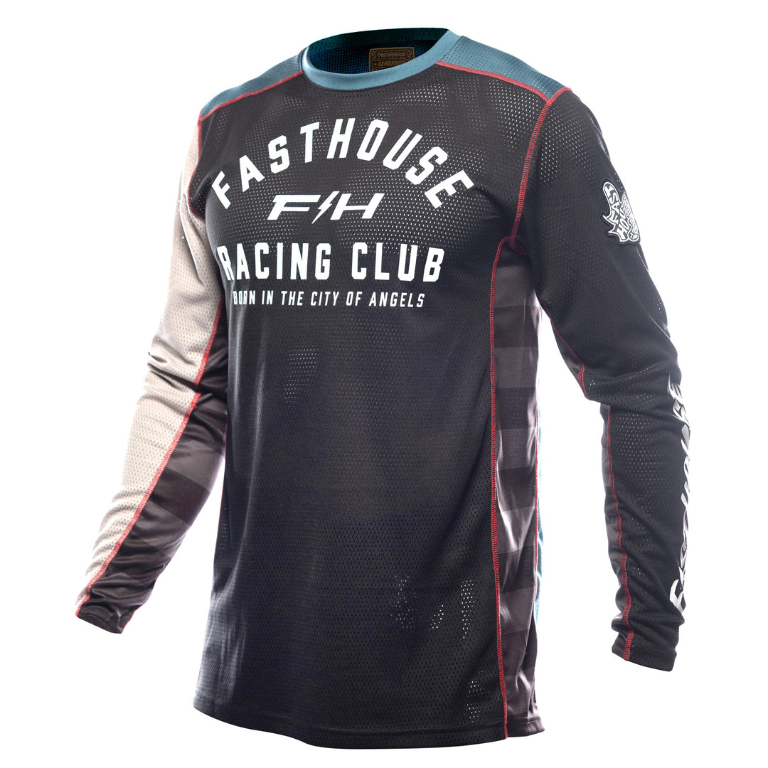 Fasthouse Grindhouse Air-Cooled Club Jersey Black/Teal - Front View
